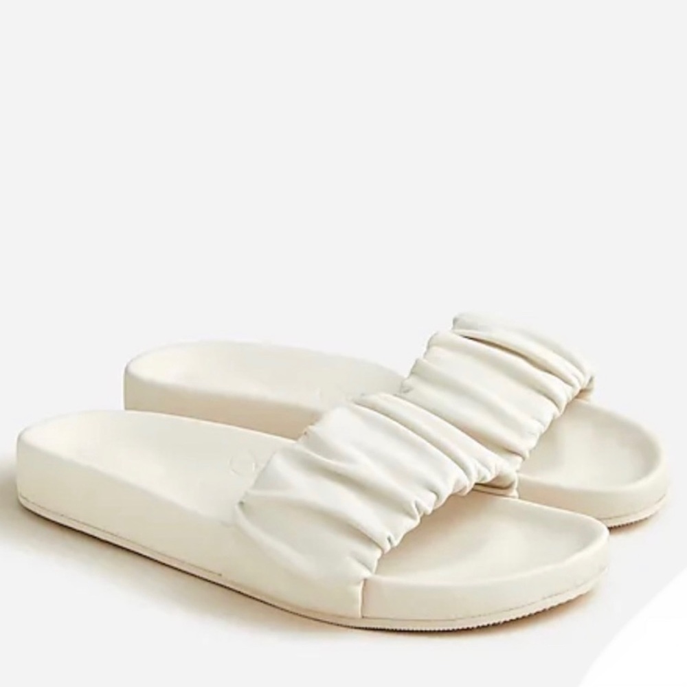 NWOT J.Crew Pacific off white scrunchie strap slides sandals size 6.5